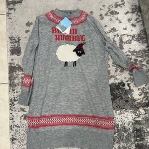 Rockin Around bahh Humbug sheep Christmas sweater dress